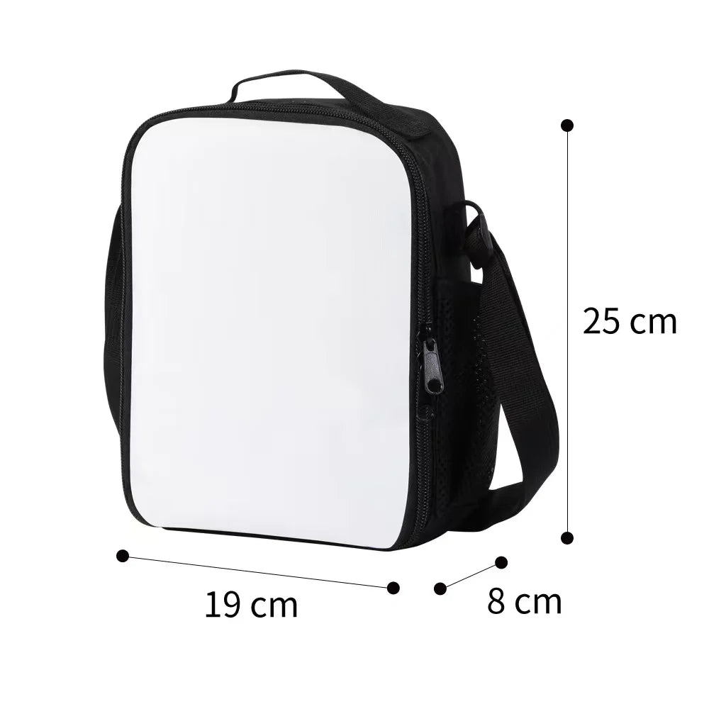 Custom Lunch Bag Storage Cooler Bag Sublimation Lunch Bag Blank With Shoulder Belt for Student Travel Outdoor Use