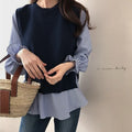 2026 Spring and Autumn Korean Round Neck Ruffled Ladies Shirt Elegant Literary Ladies Shirt