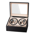 Wholesale Automatic Luxury Black Brown PU Leather Protective 4+6 Slot Watch Winder Box Faux Suede Lining for Watch Storage Case