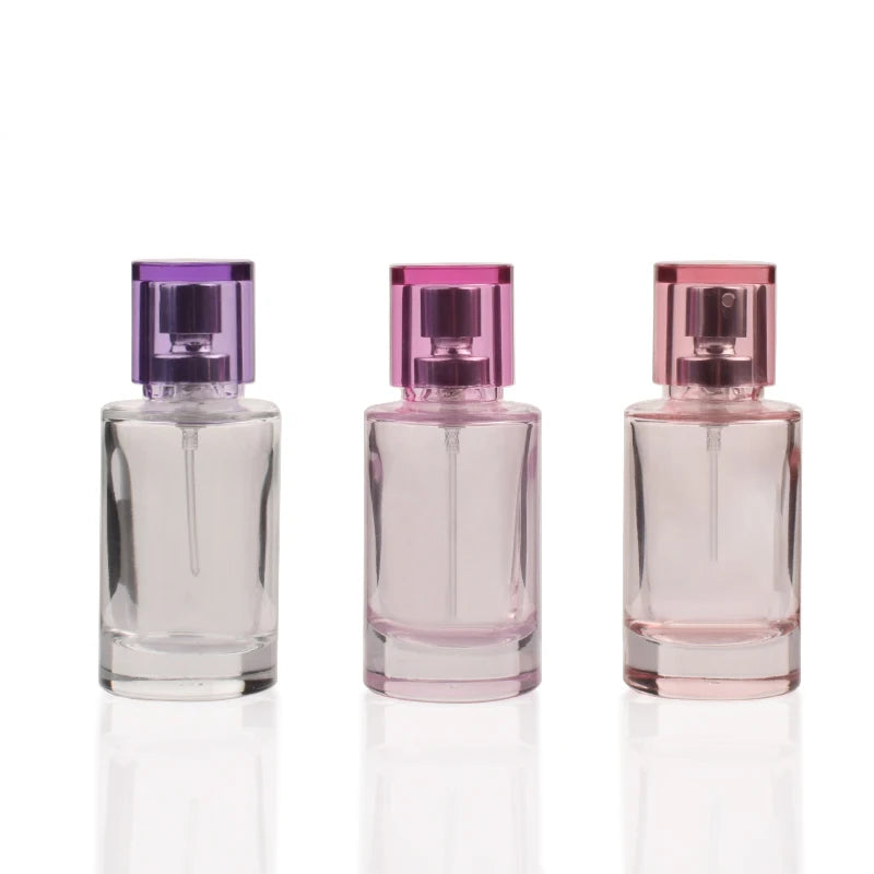 Top Hot Sale 30ml Round Cylinder Transparent Empty Luxury Perfume Spray Bottle Glass