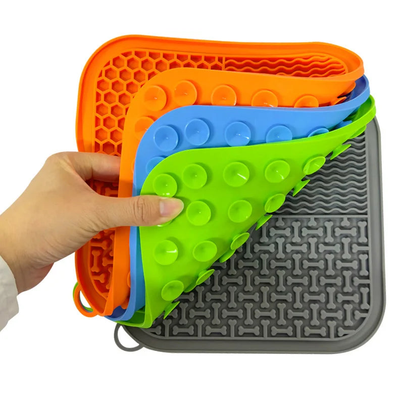Tableware Plates Food Grade Silicone Square 20CM Cat Lick Pad BPA Free Slow Feeder Lick Suction Mats Tray