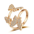 Wholesale Fashion Copper Alloy Zircon Bead Paving butterfly Charm Between the Finger Ring Jewelry Women China Manufacturer