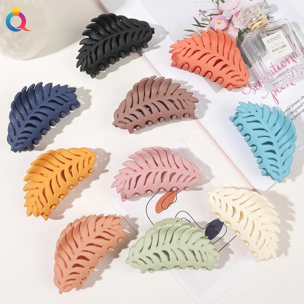 Tree Leaf Shape Matte Hair Claw Clip Women  Girl Hair Accessories