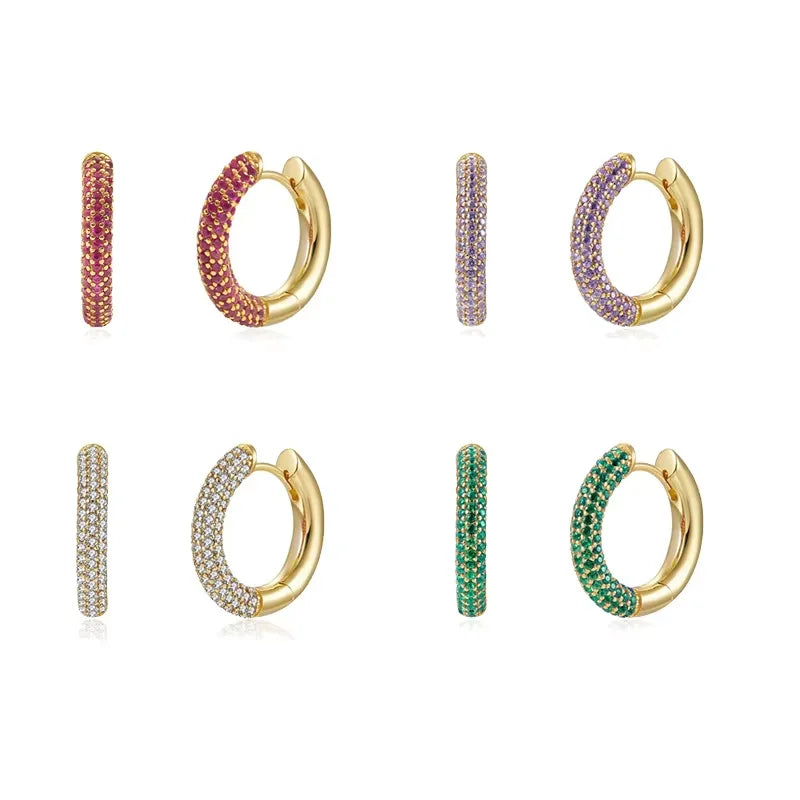New Earrings Electroplated Gold White Mini Simple Earrings European and American Popular Well Design Earrings