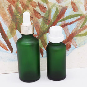 20ml 30ml Frosted Green Hair Serum Bottles for Cosmetic Oil Bottle Essential Oil Bottle With Gold Caps