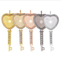 Drill Heart Shape Pendant Setting Cabochon Cameo Base 25mm Round Key Custom Iced Out Pendants Blank Necklaces Pendants