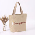 Customized Logo Printed Recycle Plain Organic Cotton Canvas Tote Shopping Bags with Zipper