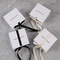 Luxury Jewelry Packaging Box Customizable logo Printed Gold Magnetic Ring Jewelry Box with Ribbon