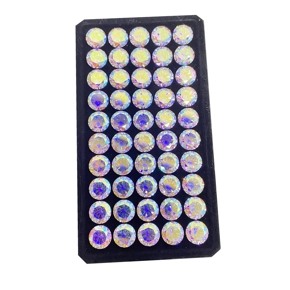 HQ GEMS 5A Quality 2-12mm Machine Cut Brilliant Coating Aurora Borealis CZ Cubic Zirconia Loose Gemstone AB Color Zircon Stone