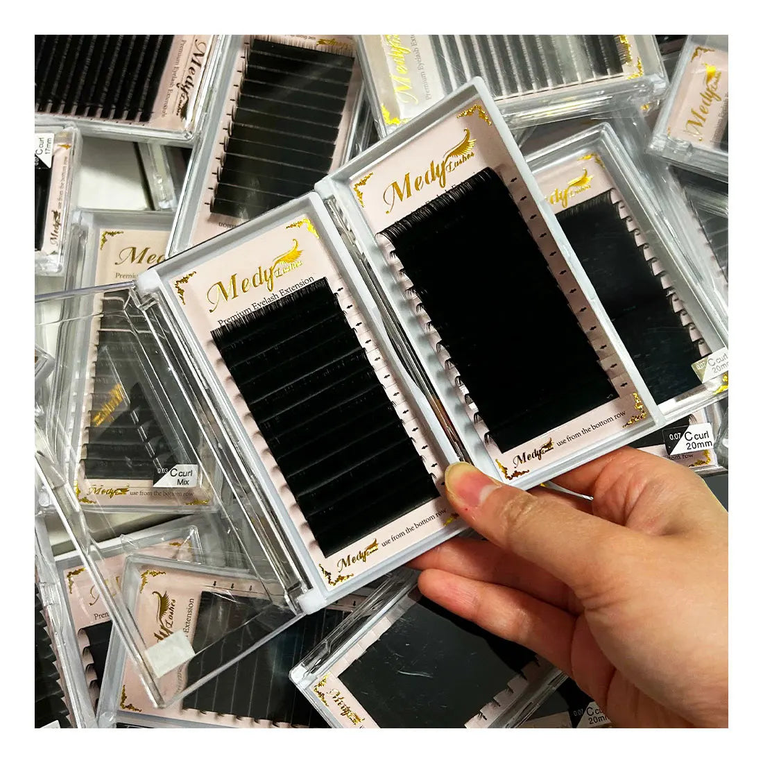 Wholesale Russian Individual Lash Extension Manufacturer 0.03 0.05 0.07 0.15 0.20 Matte Black Eyelash Extension With Custom Logo