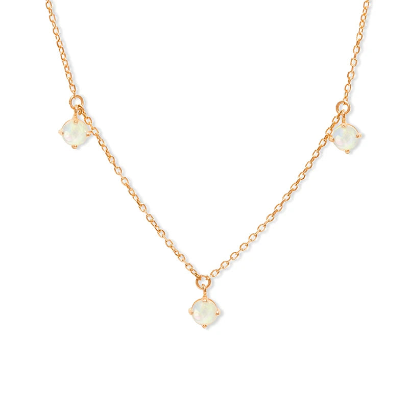 Gemnel Fashion Women 925 Silver 18k Gold Opalescent Droplet Charm Necklace