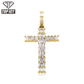 Top Icy Hip Hop Baguette Diamond  Cross Pendant with Jesus Gold Plated Iced Out Round CZ Cross Necklace for Men and Women