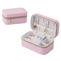 PU Leather Ring Earring Pendant Storage Case with Double Metal Zipper for Jewellers Travel Durable Jewelry Container
