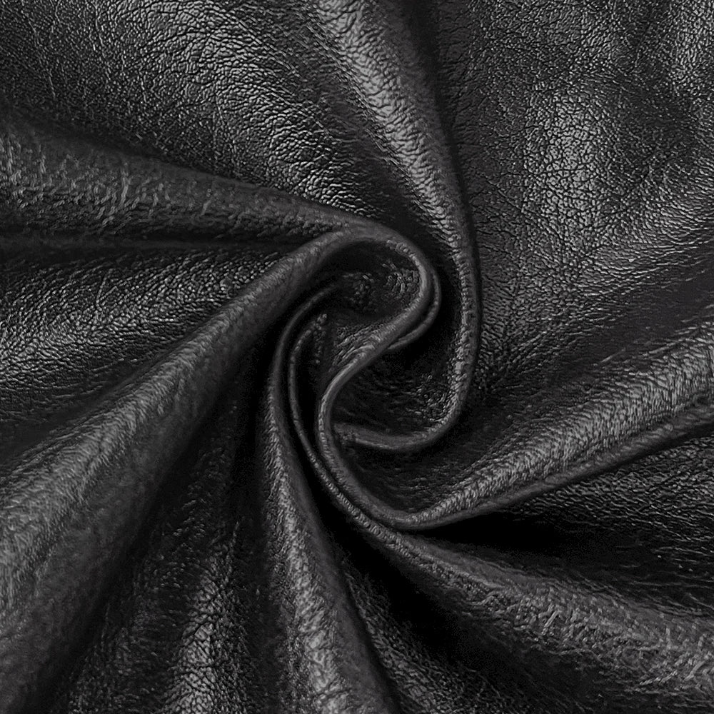 Black Faux Leather Fabric by the Yard Marine Vinyl Fabric for Crafts Soft Grain Upholstery Fabric