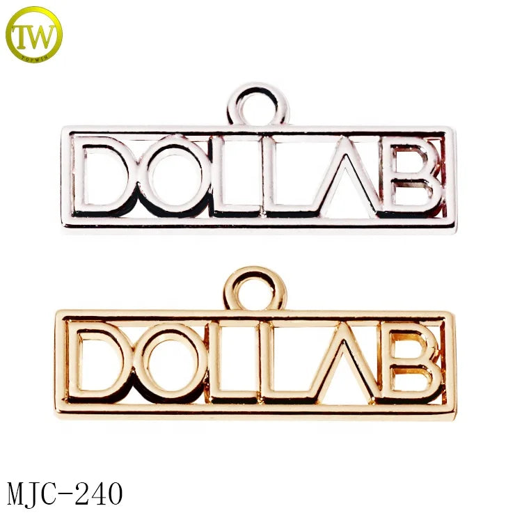 Custom Rectangle Letter Bracelet Tags AlloyJewelry Metal Hollow Logo Pendant Adjustable Metal Hang Charms Necklace Wholesale
