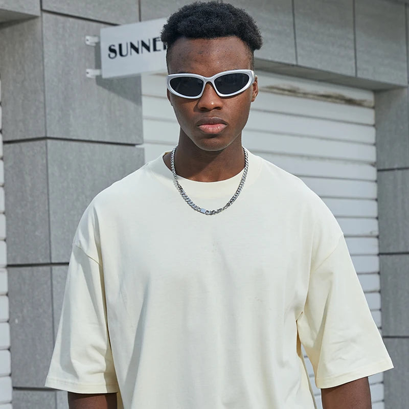 Factory Wholesale Custom Thick Collar Cotton Tshirt White Solid Box Blank Tee Men Black Boxy Fit t Shirt