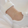 Fashion Jewelry 925 Sterling Silver Ankle Bracelet Double Layered Foot Chain Flat Bead Anklets