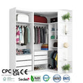 Hot Sale Modern Design Wooden Bedroom Furniture Melamine White Wardrobe With Mirror