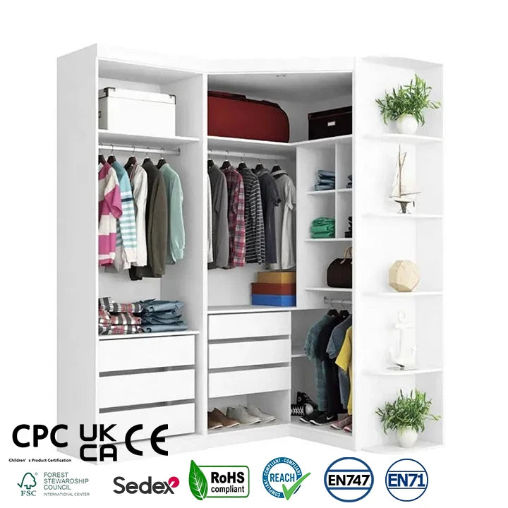 Hot Sale Modern Design Wooden Bedroom Furniture Melamine White Wardrobe With Mirror