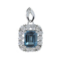 Dazzling 925 Sterling Silver London Blue Topaz Pendant Rhodium Plated Emerald Cut Diamond Perfect Anniversary Gift for Women