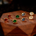 S999 Sterling Silver French Vintage Emerald Stud Earrings Oval Zircon Earrings Luxury Jewelry Fine Jewelry Earrings