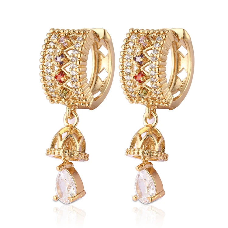 Saudi Italian Antique White Zricona Fashion Alloy Jewelry Big Hoop Gold Plated Simple Earring Tops Design