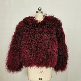 Good Quality Regular Curly Lamb Real Fur Coat Fur Coat Women Brown Lamb