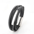 Multilayer Classic Leather Bracelet Stainless Steel Copper Tube Bracelet For Men