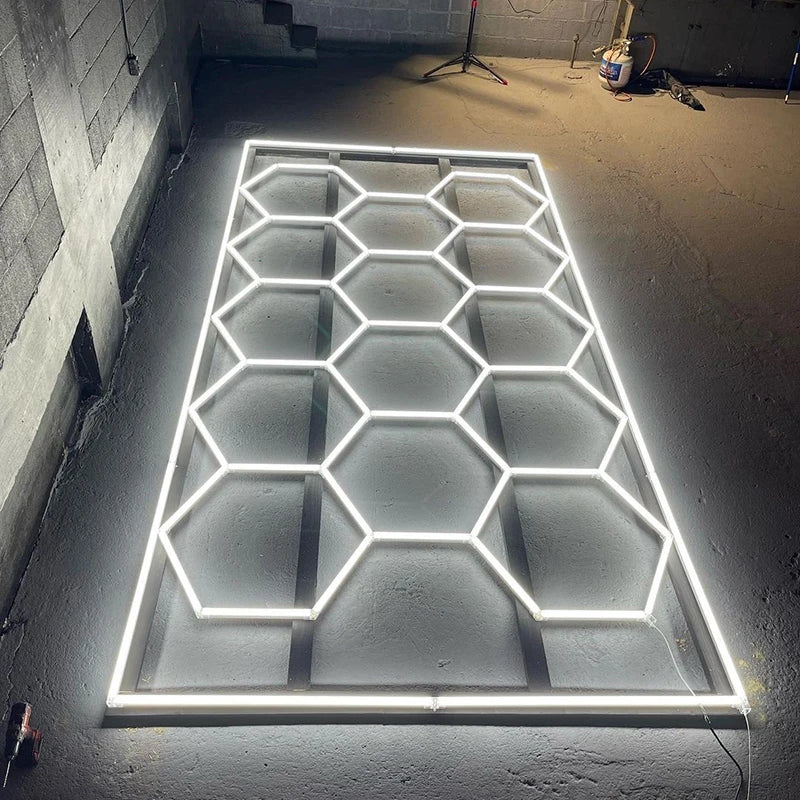 New Design 220V Led Workshop Light One-step Installation Garage Hexagon Lighting Industrial Waterproof IP65 120 Degree Beam