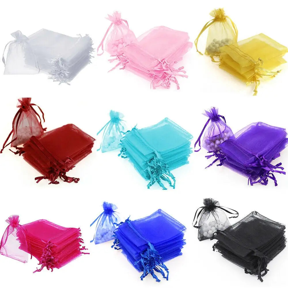 Organza 15x20cm Pouches Bags Candy Drawstring Bag for Wedding White Organza Drawstring Gift Bags Custom Logo