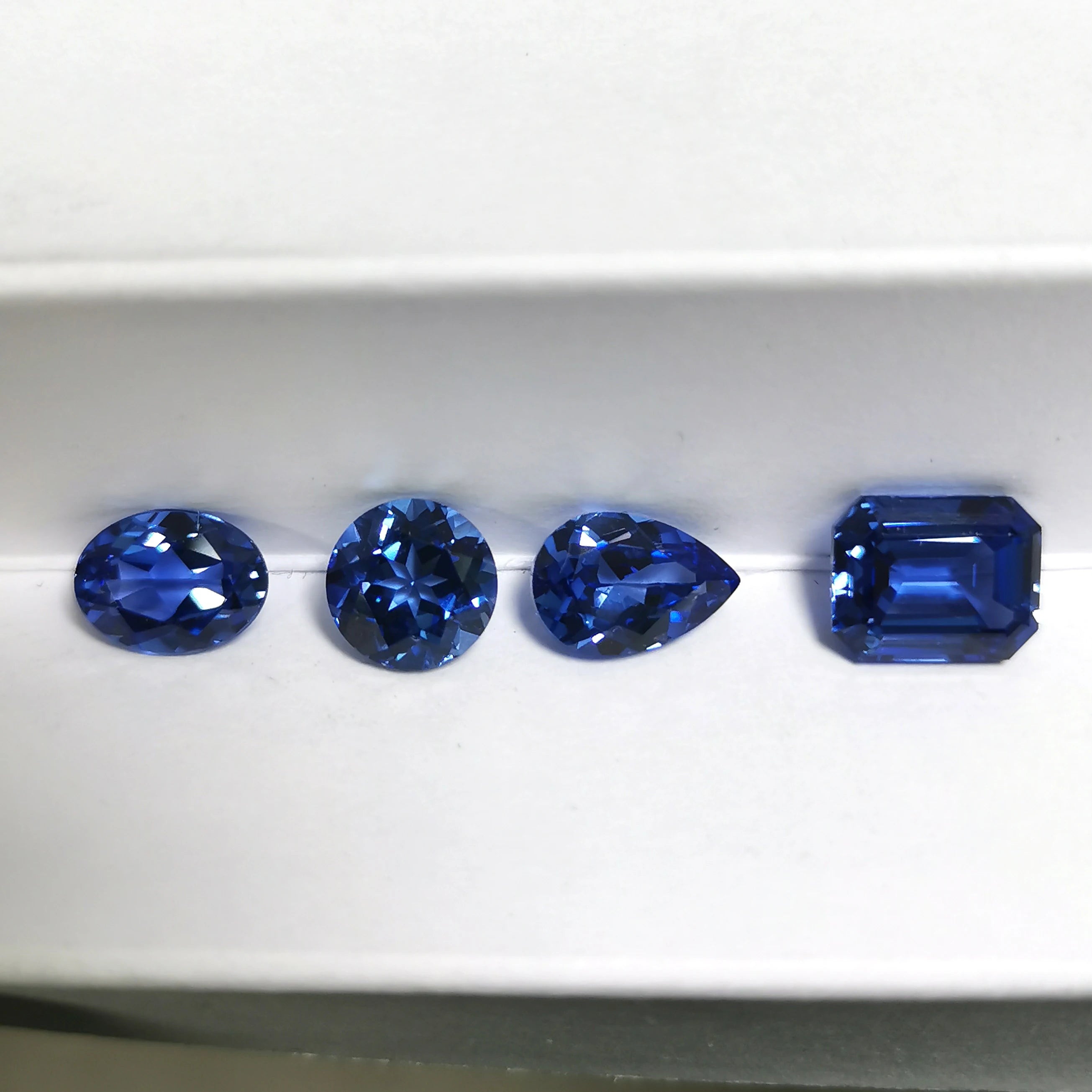 Starsgem Glamorous Ring Stone Pear Cut Round Cut Lab Royal Blue Sapphire