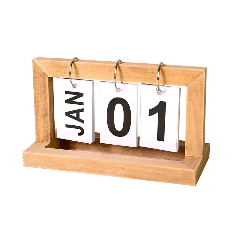 Creative Wooden Page Turning Calendar Listing Desk Calendar Perpetual Calendar Modern Simple  Desk Decoration Home Office