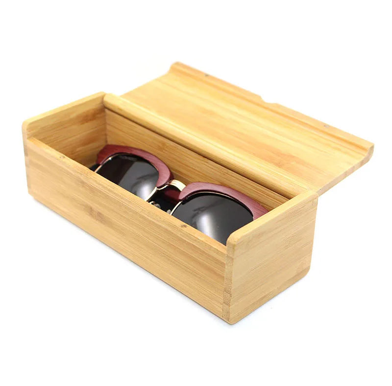 Handmade Rectangle Hard Shell Sunglasses Case Custom Printed Natural Wooden Eyeglasses Storage Box