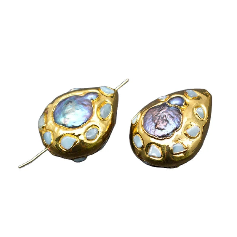 New Design Natural Purple Freshwater Pearl Gold Plating Clay Lalima  Waterdrop Shape DIY Jewelry Making Loose Beads