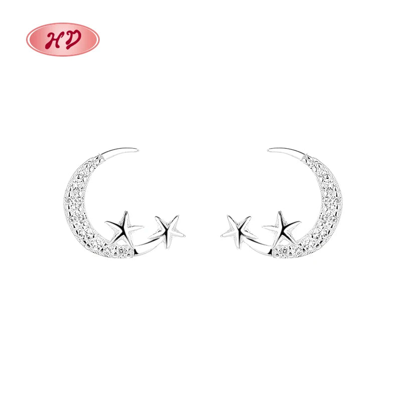 Trendy Silver Stud Earrings Wholesale Featuring Women's AAA Zircon 925 Sterling Silver Ladies Moissanite Earrings