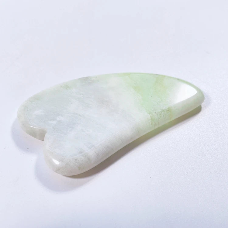 Facial Gua Sha Stone Jade v Shaped Green Xiuyan Jade Facial Guasha Board