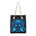 Large Size Women's Daily Beach Tote Bags Custom Tropical Animal Cartoon Arts Skull Head Print Folding Cotton Rope Handle Handbag