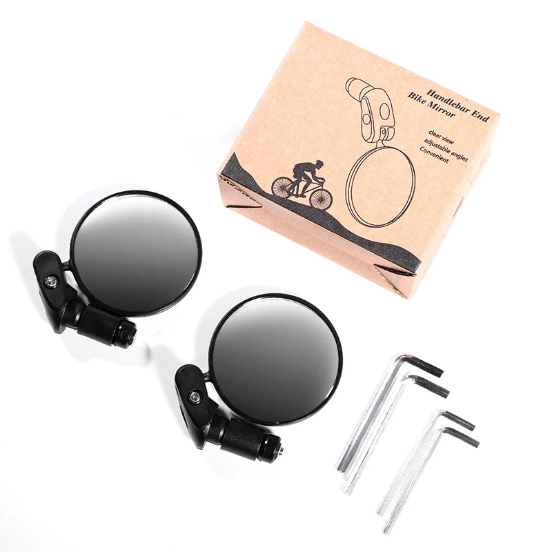 New Image Black Plastic Bike Rearview Mirror 360 Degree Rotation Wide Angle Cycling Accessories for MTB Road Bicycles 17-22mm