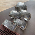 Chinese Vintage Silvery Tibetan Bracelet Carved Wide Bracelet Flower Vintage Charm for Women Ethnic Jewelry
