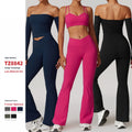 Wholesale Long Sleeve Tight Sports Fitness Conjunto De Yoga Clothes Women High Waist Hip Lifting Leggings Gym Workout Yoga Set