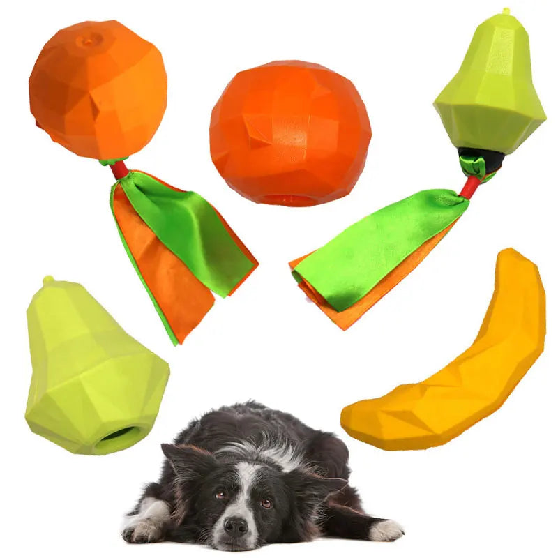 Orange Pear Banana TPR Chew Toy for Dogs Classic & Fashionable Interactive Pet Training Toy with Sound Bag Packed