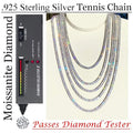 Fine Jewelry Hip Hop 925 Sterling Silver VVS Moissanite Diamond Cluster Iced Out Tennis Chain Bracelet Necklace 4MM 5MM Custom