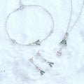 Geometric Christmas Tree Jewelry Ladies Diamond Water Drop Pendant Necklace Earrings Bracelet Minimalist Silver Jewellery