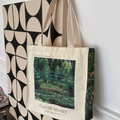 Fully Functional Stylish Claude Monet's "Water Lily Pond 1899" Inspired Canvas Art Tote Bag Excellent for Students Professionals