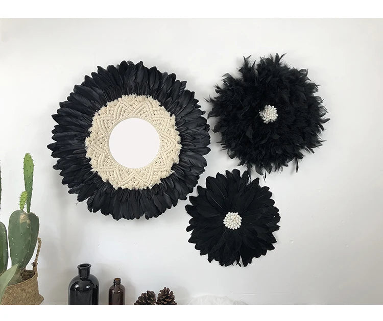 Wholesale Modern Nordic Interior Boho African Wall Art Feather Juju Hat Wall Decor for Christmas Home Decor Living Room