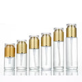 Empty Facial Care Cosmetic Packaging 60ml 80ml 100ml Matte Gold Lid Serum Glass Lotion Pump Bottle