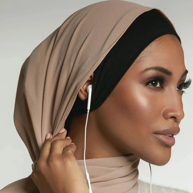 Sharut NEW Cotton Under Scarf With Ear Hole Stretch Jersey Inner Hijabs Round Front Under Hijab Caps Female Turban Hijabs