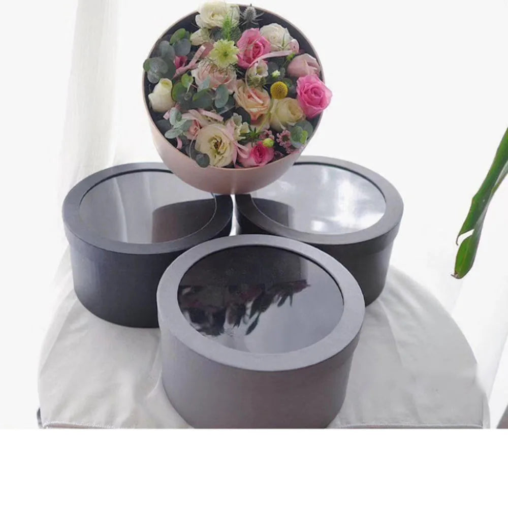 Low MOQ Custom Luxury Fashion PVC Window Flower Box Cardboard Packaging Rigid Box for Valentine's Day Gift Paper Material