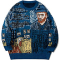 Men's Comfortable Casual Crewneck Sweater Classic Style Knit Fall Winter Oversized Pullover Long Sleeves Graphic Print