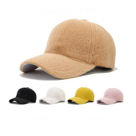 Custom logo New Winter Fake Mink Fur Baseball Cap Fuzzy Dad Hat Faux Fur Plain Baseball Cap for Men Women